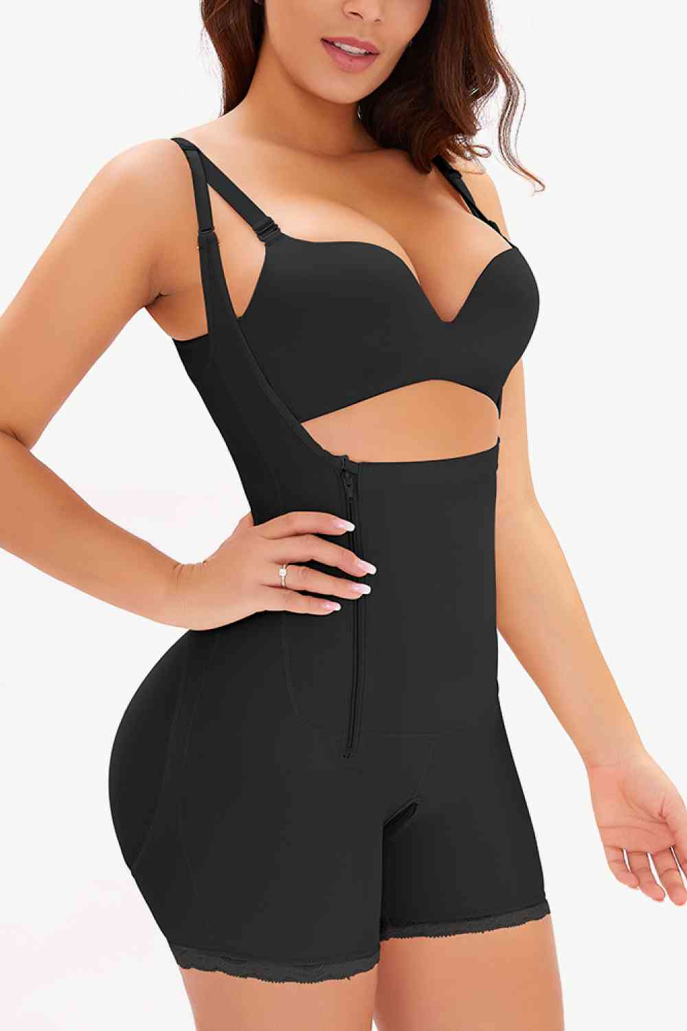 Side Zipper Under-Bust Shaping Bodysuit