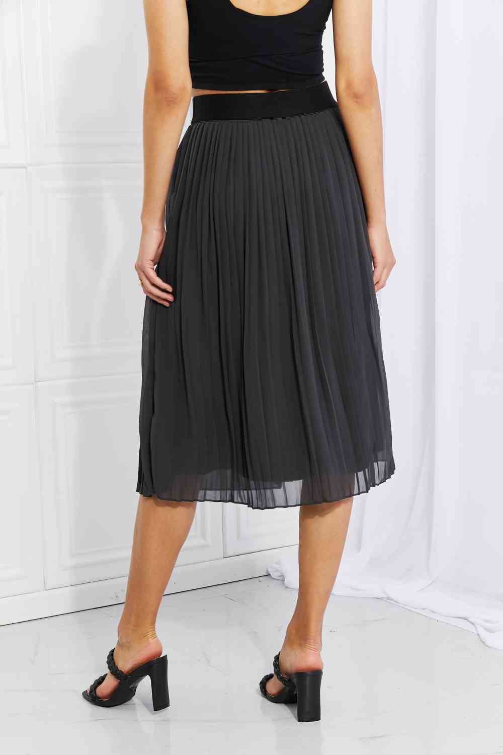 Zenana Romantic At Heart Pleated Chiffon Midi Skirt