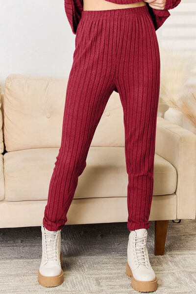 Basic Bae Notched Long Sleeve Top and Pants Set