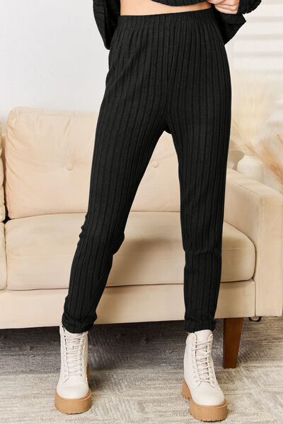 Basic Bae Notched Long Sleeve Top and Pants Set