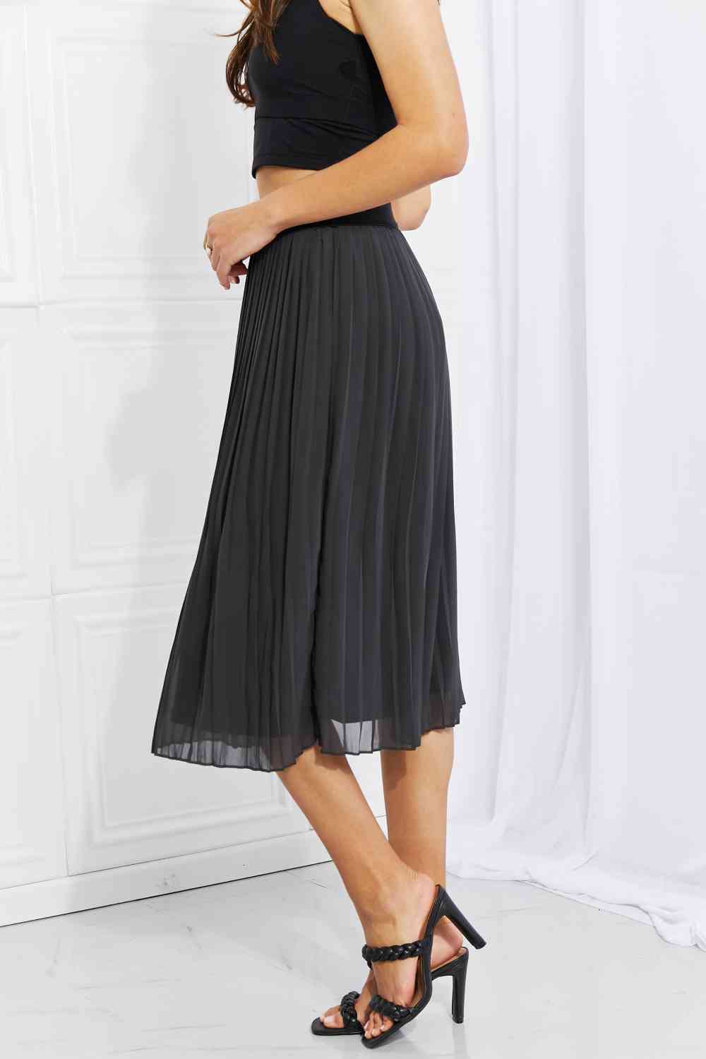 Zenana Romantic At Heart Pleated Chiffon Midi Skirt